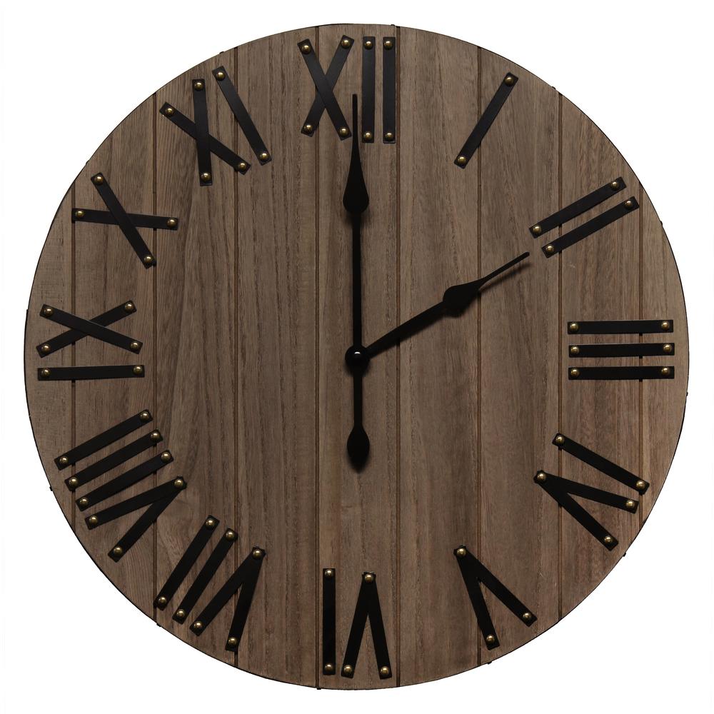 Handsome 21" Rustic Farmhouse Wood Wall Clock, Restored Wood. Picture 1