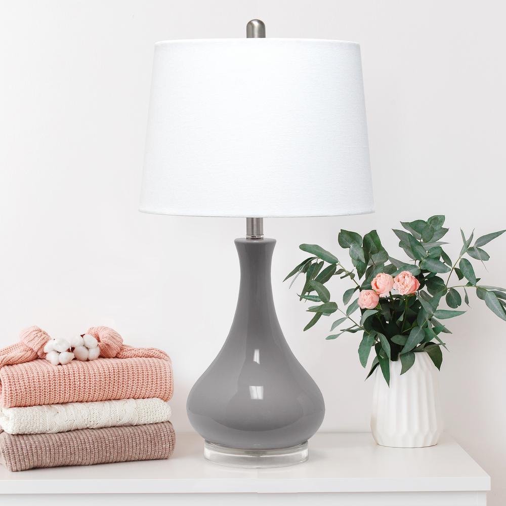 Droplet Table Lamp with Fabric Shade, Gray. Picture 4