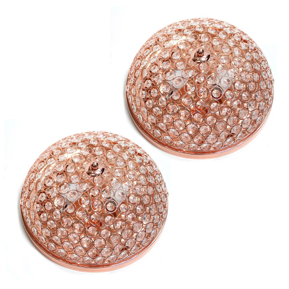 Lalia Home Crystal Glam 2 Light Ceiling Flush Mount 2 Pack, Rose Gold. Picture 2