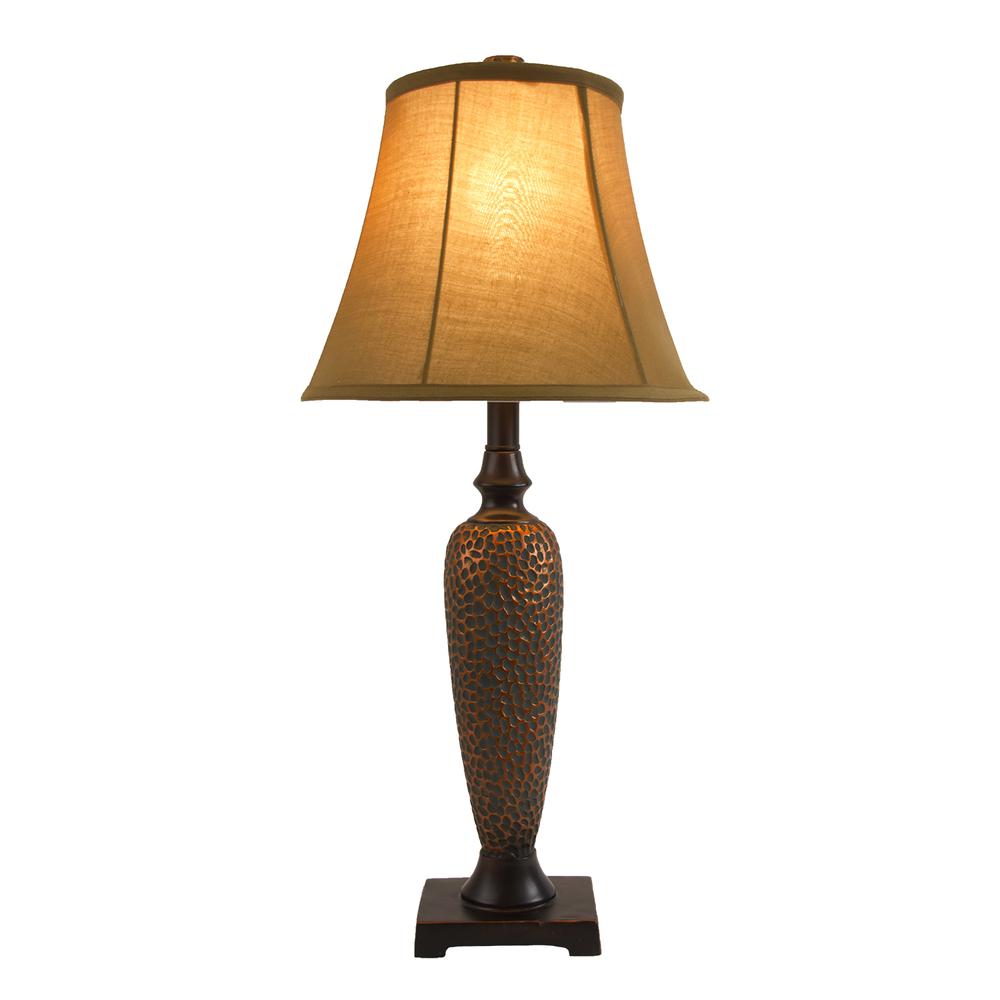 Hammered Bronze Three Pack Lamp Set (2 Table Lamps, 1 Floor Lamp). Picture 3