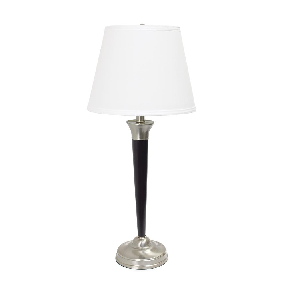 Elegant Designs Malbec Black and Brushed Nickel 3 Pack Lamp Set (2 Table Lamps, 1 Floor Lamp)