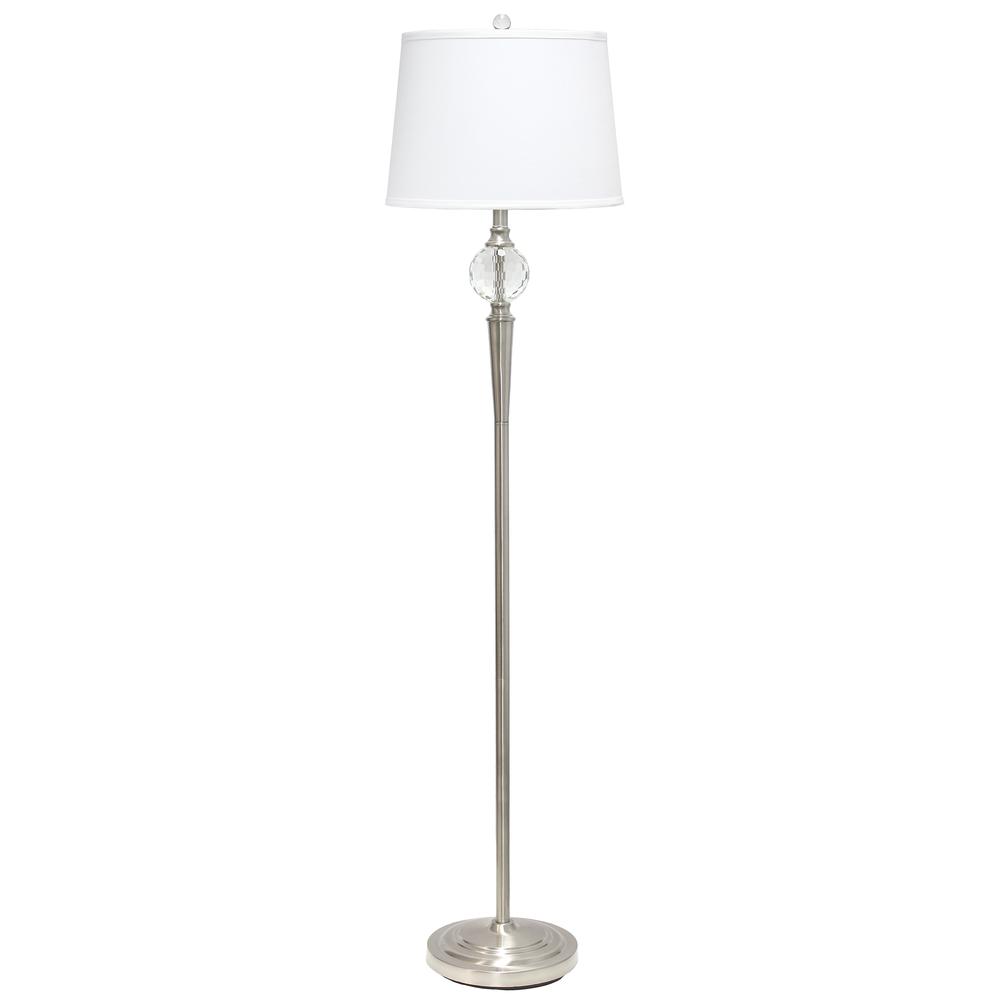 Brushed Nickel 3 Pack Lamp Set with Crystal Accented Base (2Table, 1Floor Lamp). Picture 7