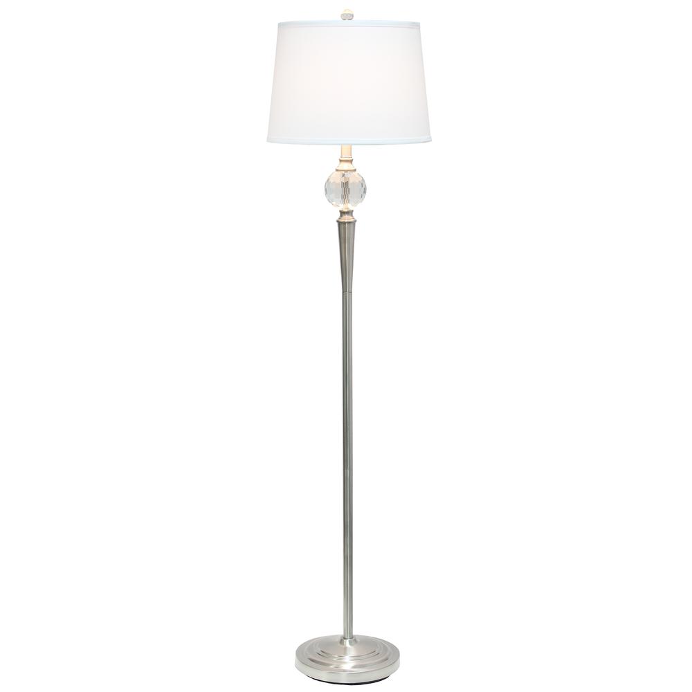 Brushed Nickel 3 Pack Lamp Set with Crystal Accented Base (2Table, 1Floor Lamp). Picture 8