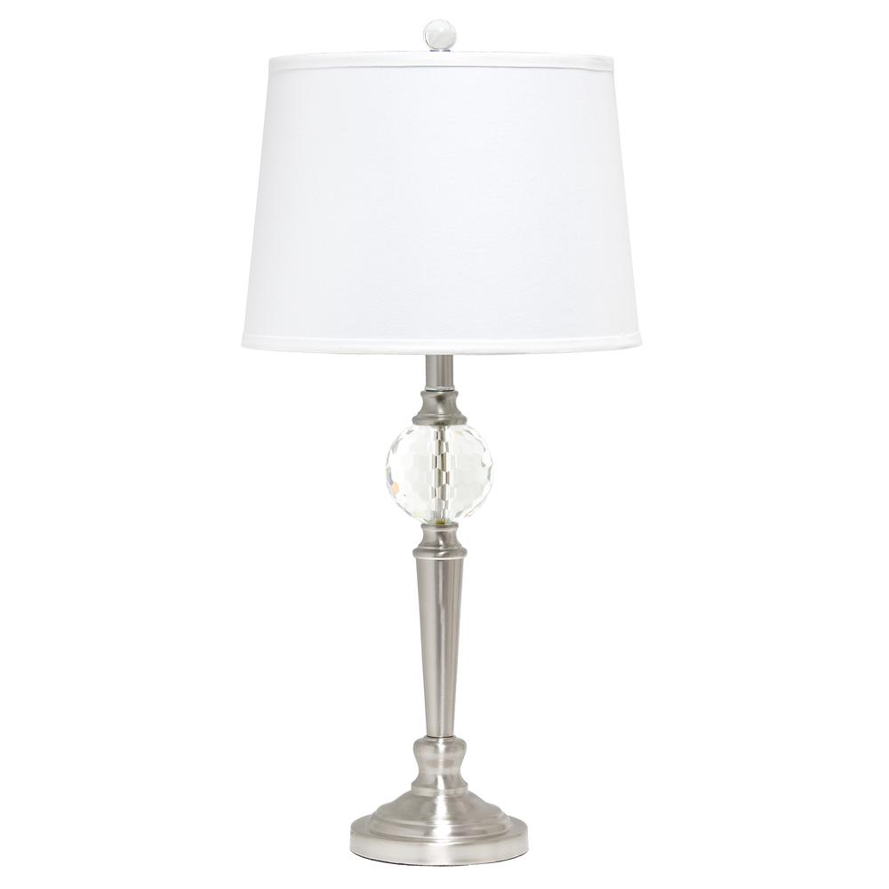Brushed Nickel 3 Pack Lamp Set with Crystal Accented Base (2Table, 1Floor Lamp). Picture 14