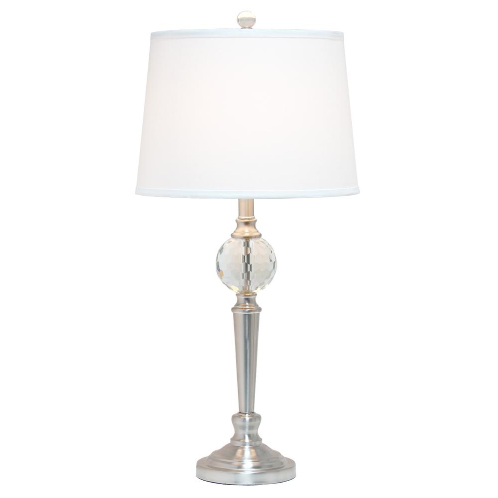 Brushed Nickel 3 Pack Lamp Set with Crystal Accented Base (2Table, 1Floor Lamp). Picture 1