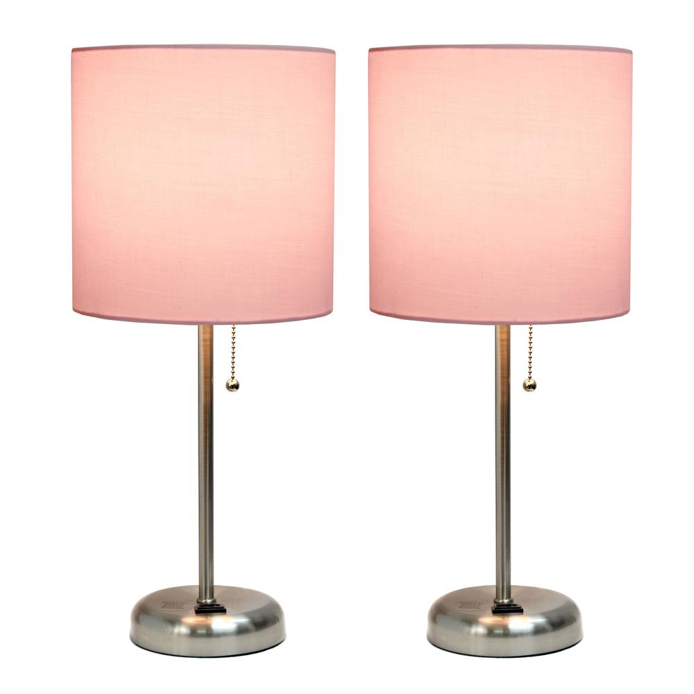 Stick Lamp with Charging Outlet and Fabric Shade 2 Pack Set. Picture 8