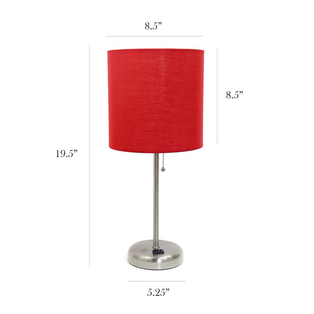 Stick Lamp with Charging Outlet and Fabric Shade 2 Pack Set. Picture 5