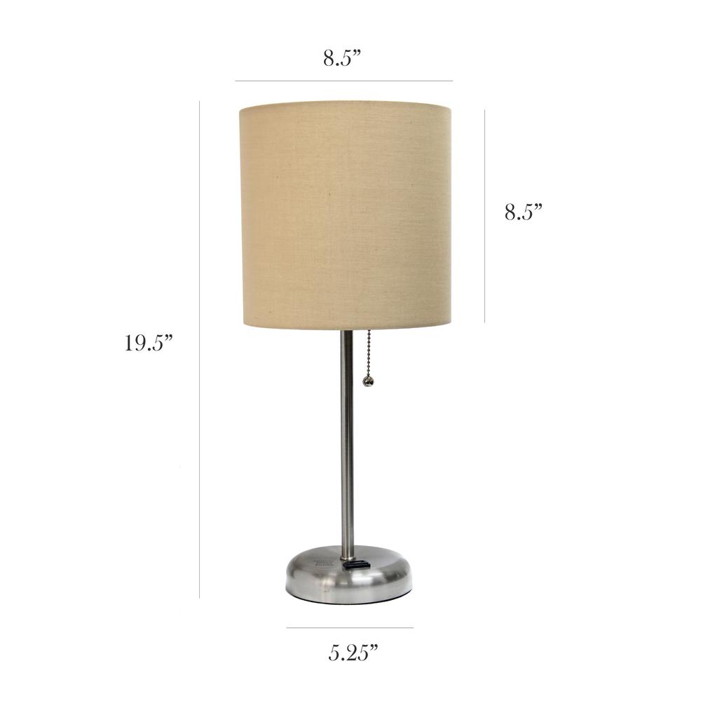 LimeLights Brushed Steel Stick Lamp with Charging Outlet. Picture 5
