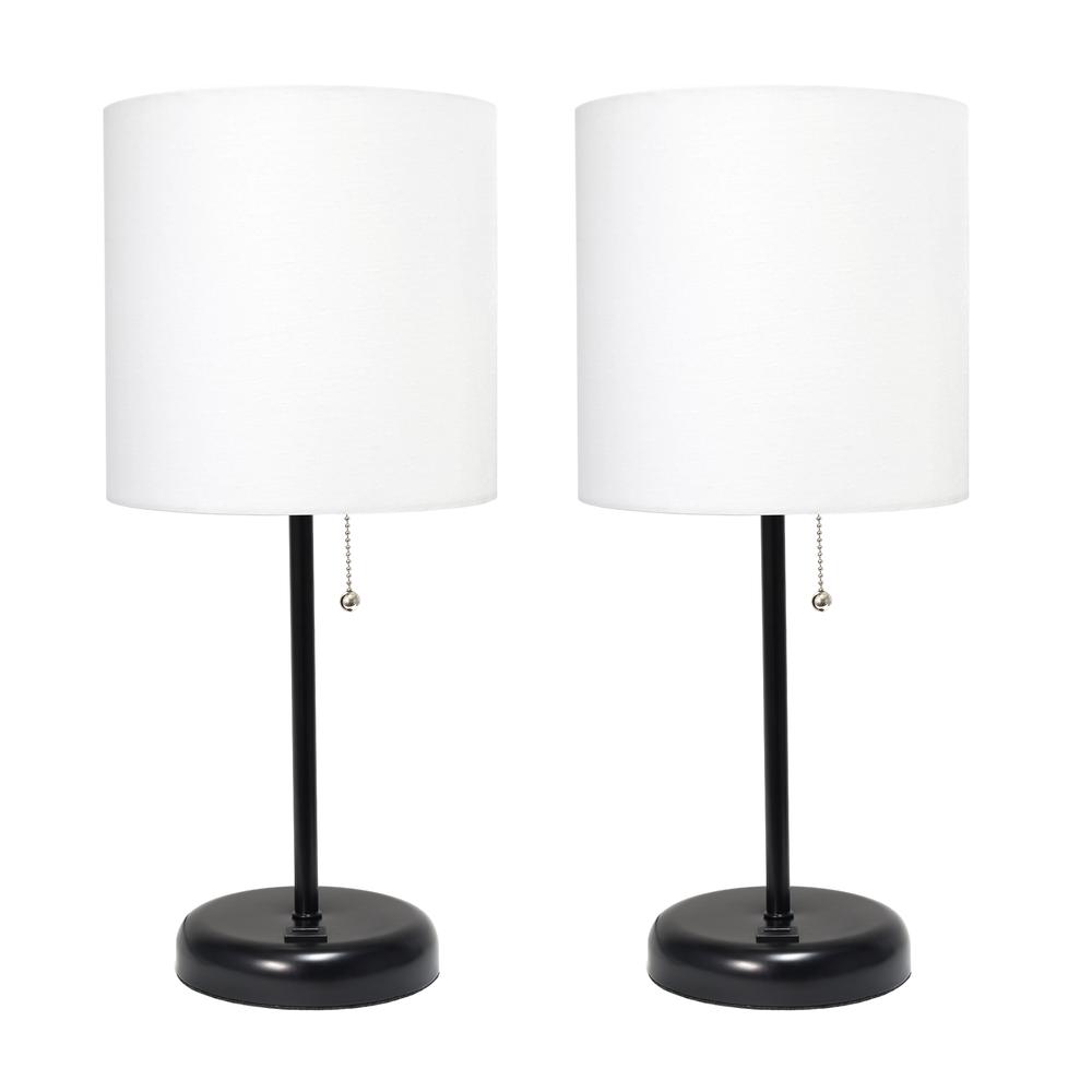Black Stick Lamp with USB charging port and Fabric Shade 2 Pack Set. Picture 7