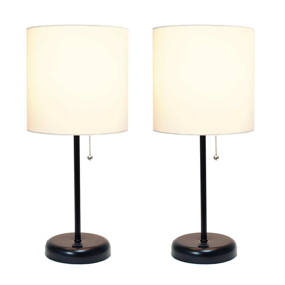 Black Stick Lamp with USB charging port and Fabric Shade 2 Pack Set. Picture 8
