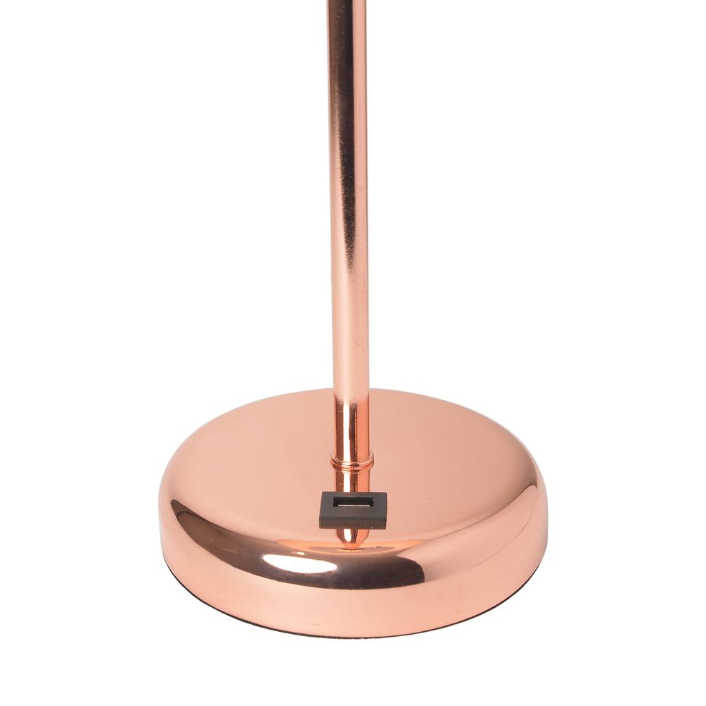 Rose Gold Stick Lamp with USB charging port and Fabric Shade 2 Pack Set. Picture 3