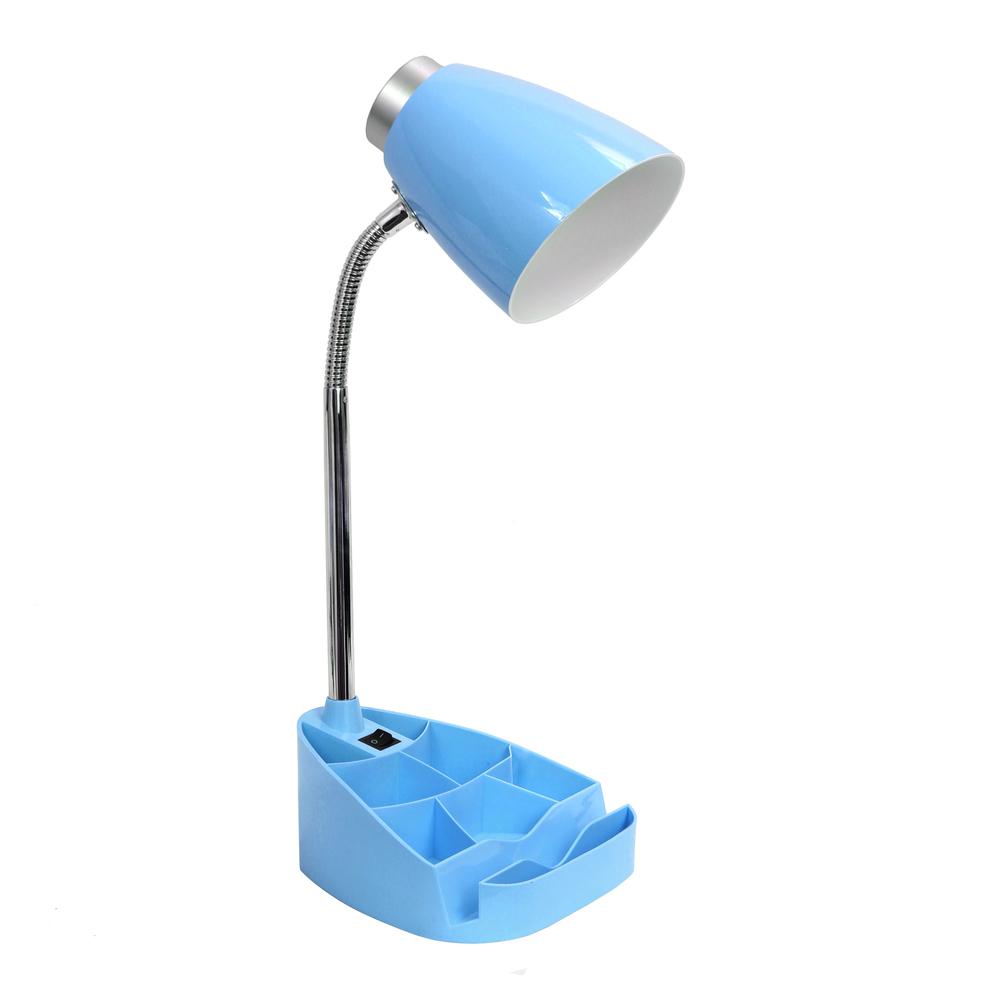 Gooseneck Organizer Desk Lamp with Holder, Blue. Picture 1