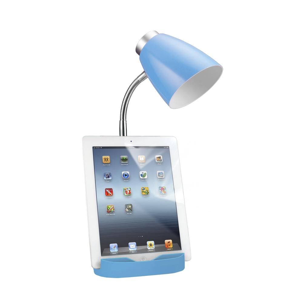 Gooseneck Organizer Desk Lamp with Holder, Blue. Picture 3