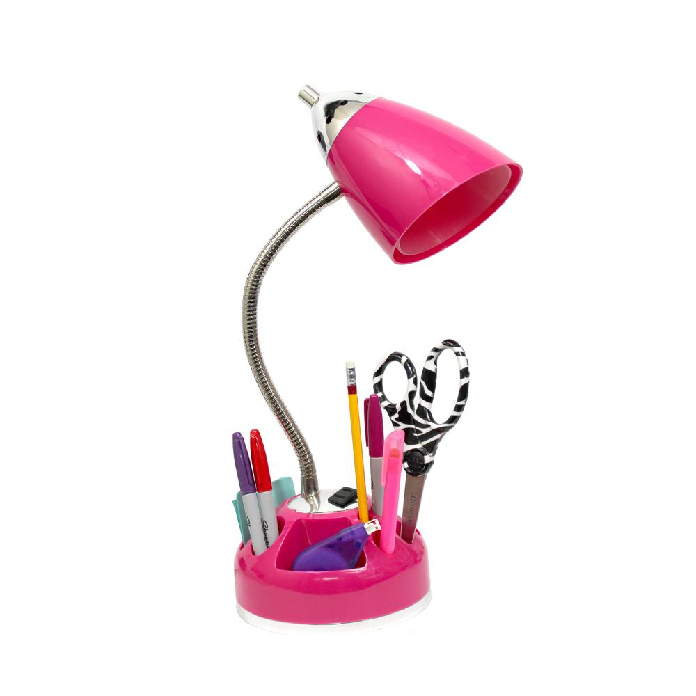 LimeLights Flossy Organizer Desk Lamp with Charging Outlet Lazy Susan Base. Picture 1