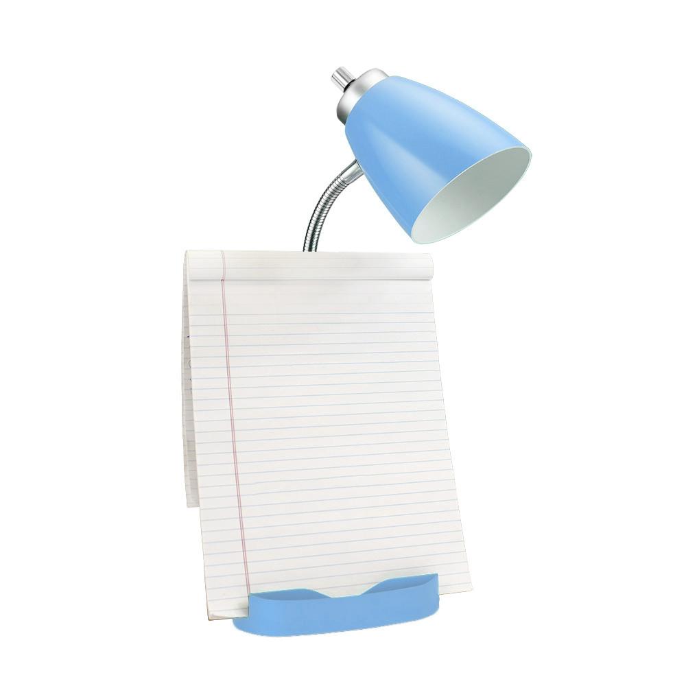 Gooseneck Organizer Desk Lamp with Holder and USB Port, Blue. Picture 5