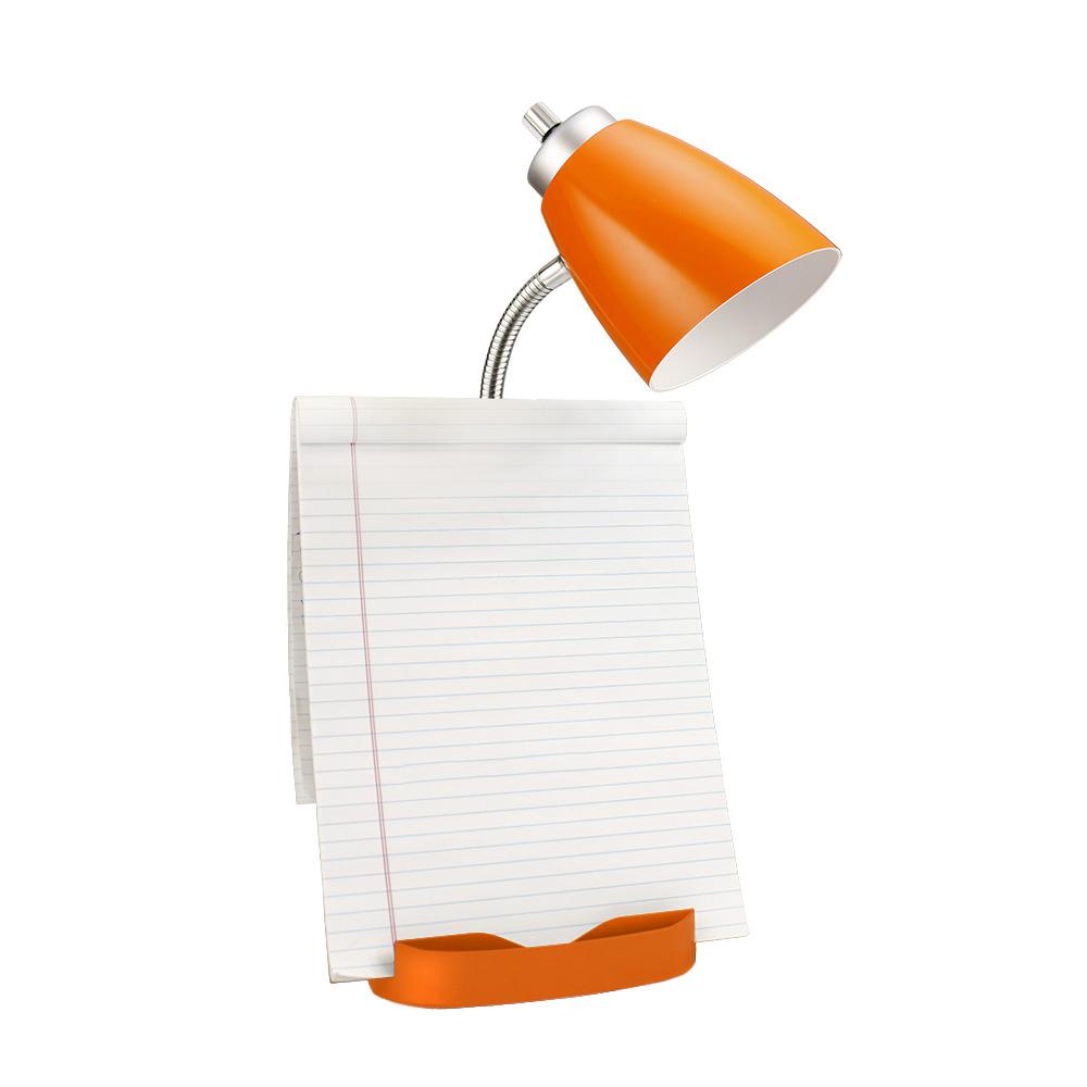 Gooseneck Organizer Desk Lamp with Holder and USB Port, Orange. Picture 4