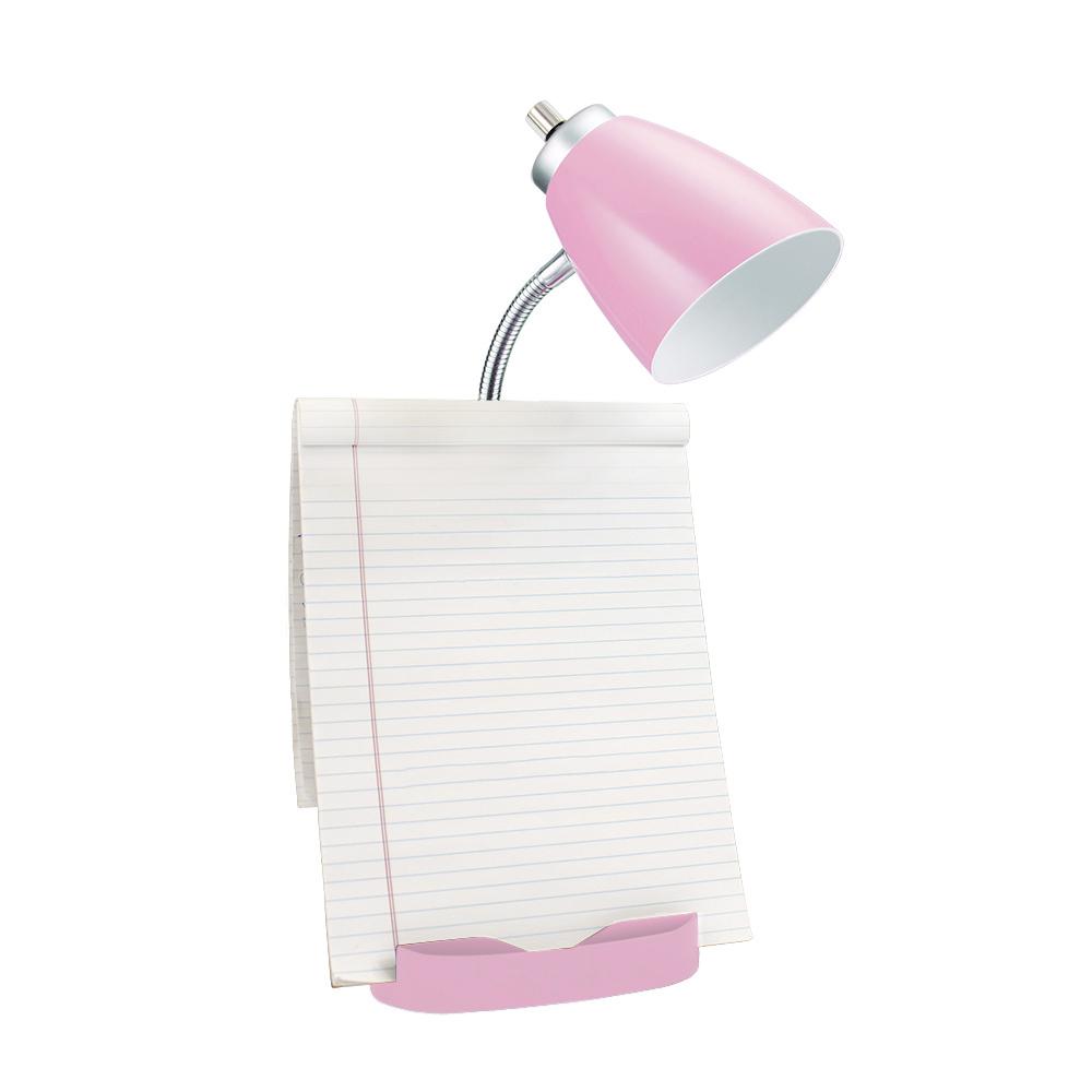 Gooseneck Organizer Desk Lamp with Holder and USB Port, Pink. Picture 4
