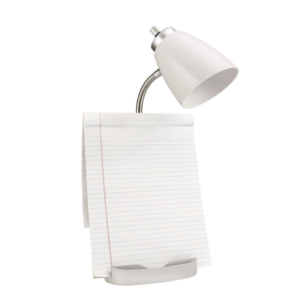 Gooseneck Organizer Desk Lamp with Holder and USB Port, White. Picture 4