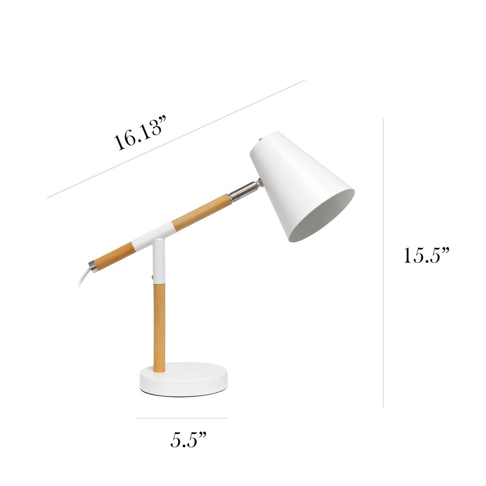 Simple Designs Gray Matte andWooden Pivot Desk Lamp