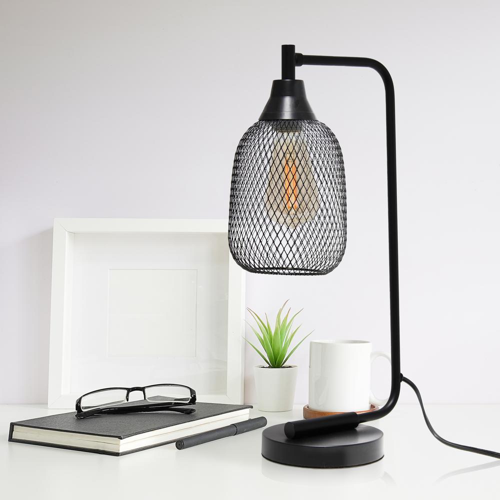 Elegant Designs Mesh Wire Desk Lamp, Matte Black. Picture 5