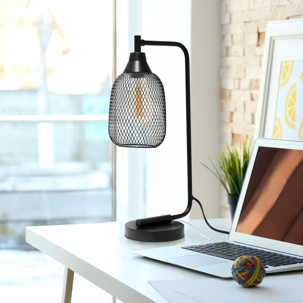 Elegant Designs Mesh Wire Desk Lamp, Matte Black. Picture 4