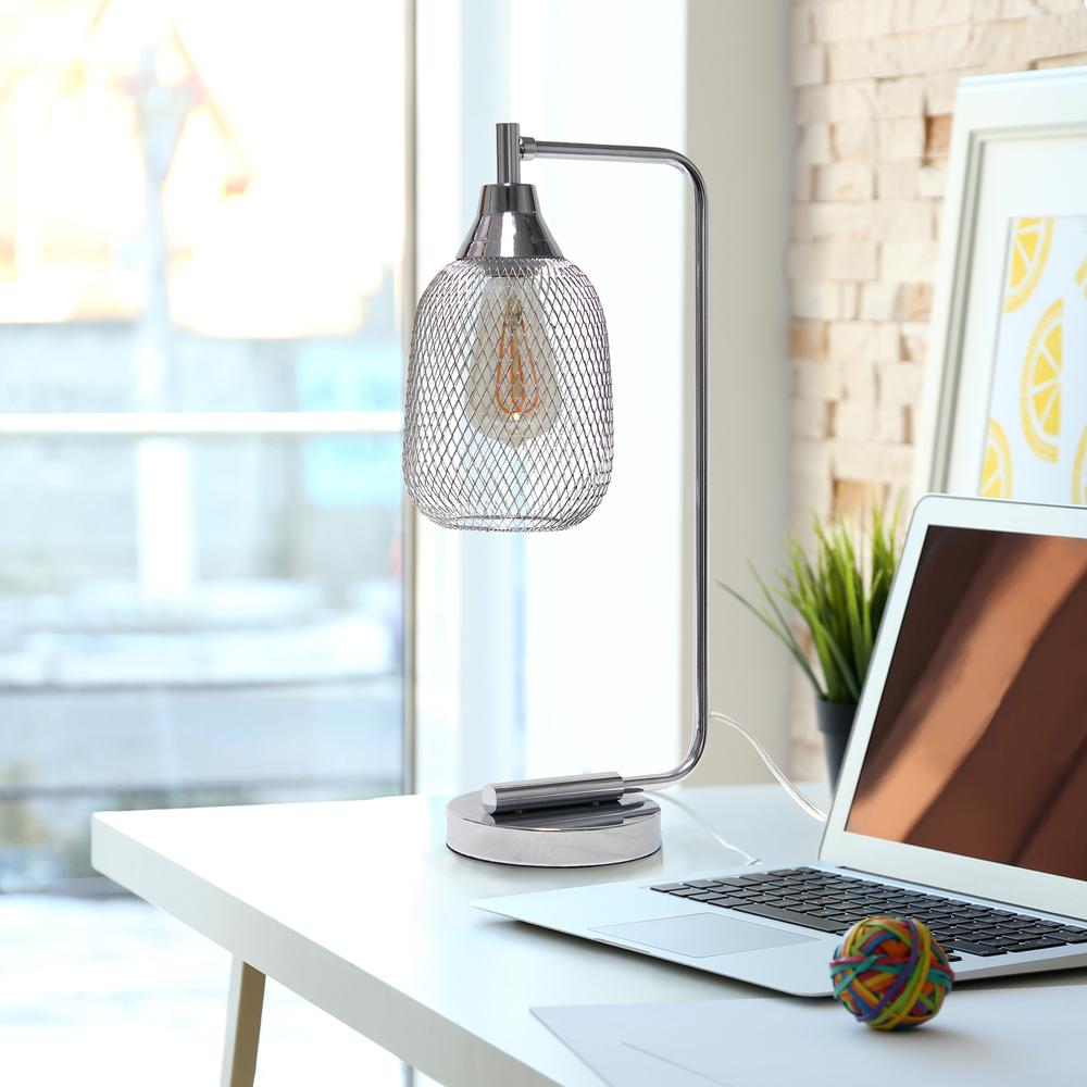 Mesh Wire Desk Lamp, Chrome. Picture 6