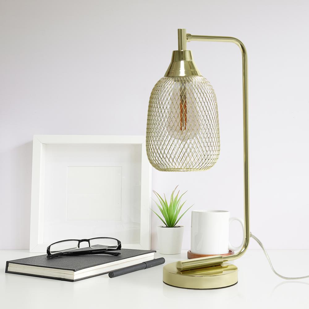 Elegant Designs Mesh Wire Desk Lamp, Gold. Picture 8