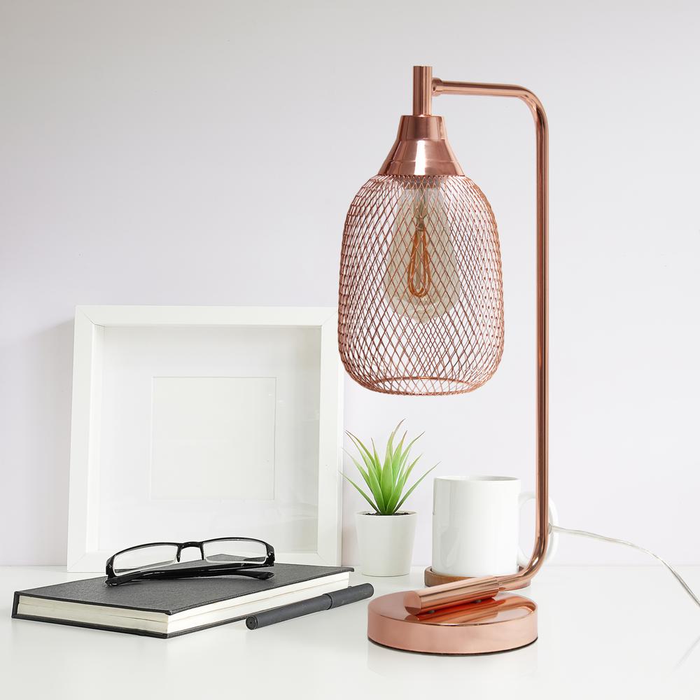 Elegant Designs Mesh Wire Desk Lamp, Rose Gold. Picture 3