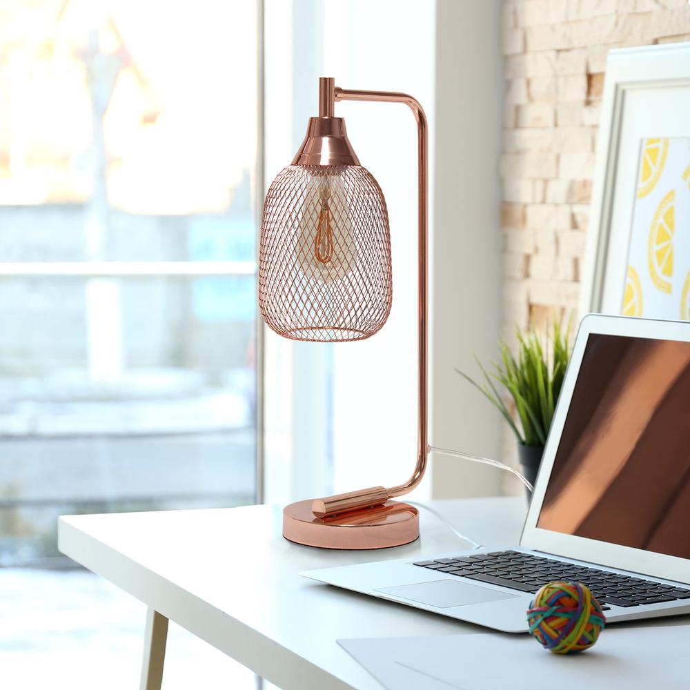 Elegant Designs Mesh Wire Desk Lamp, Rose Gold. Picture 6