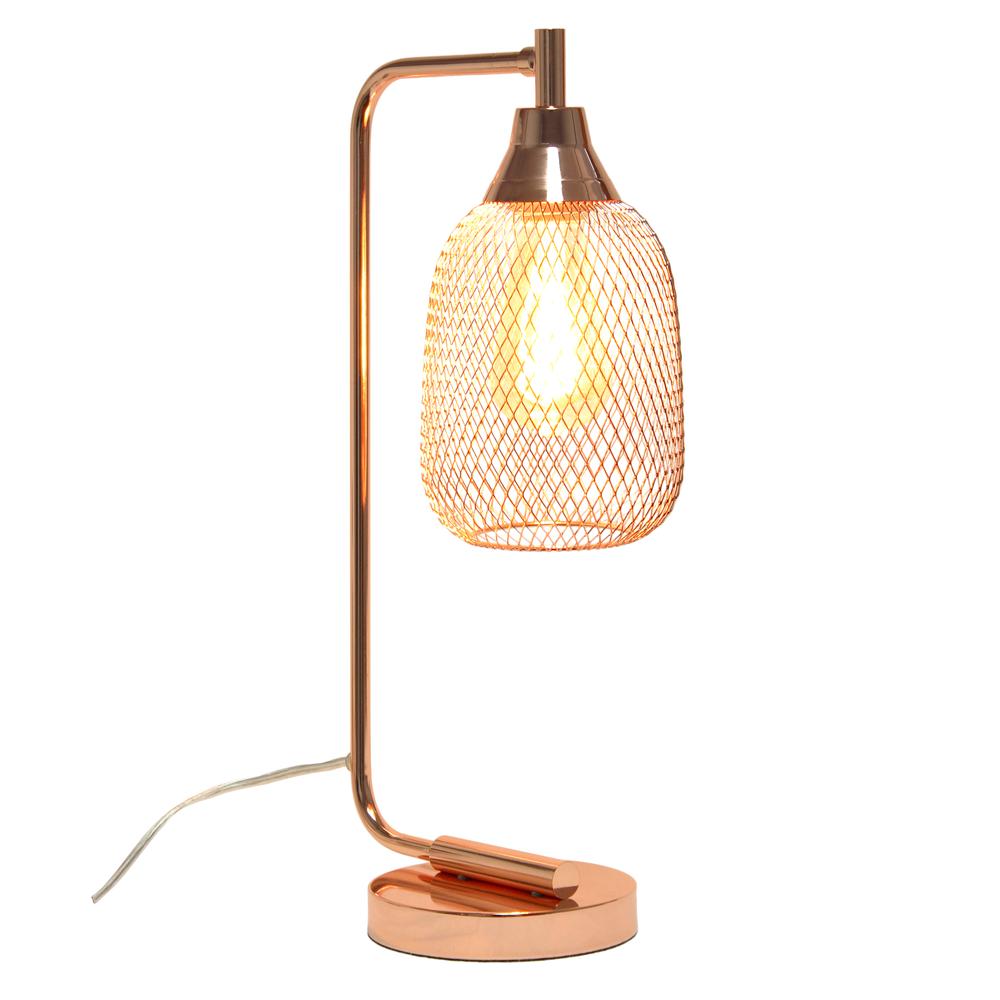 Elegant Designs Mesh Wire Desk Lamp, Rose Gold. Picture 1