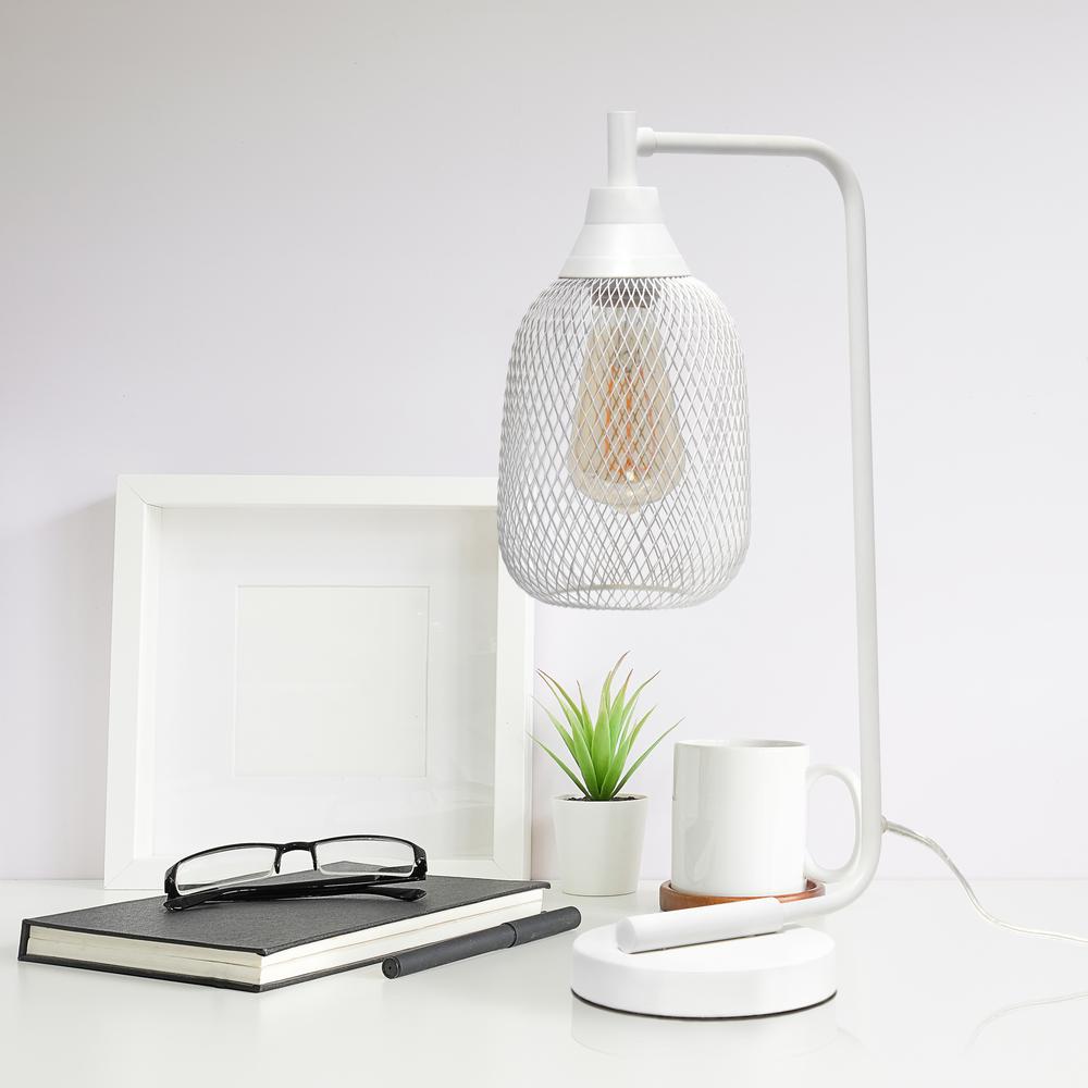 Elegant Designs Mesh Wire Desk Lamp, Matte White. Picture 3