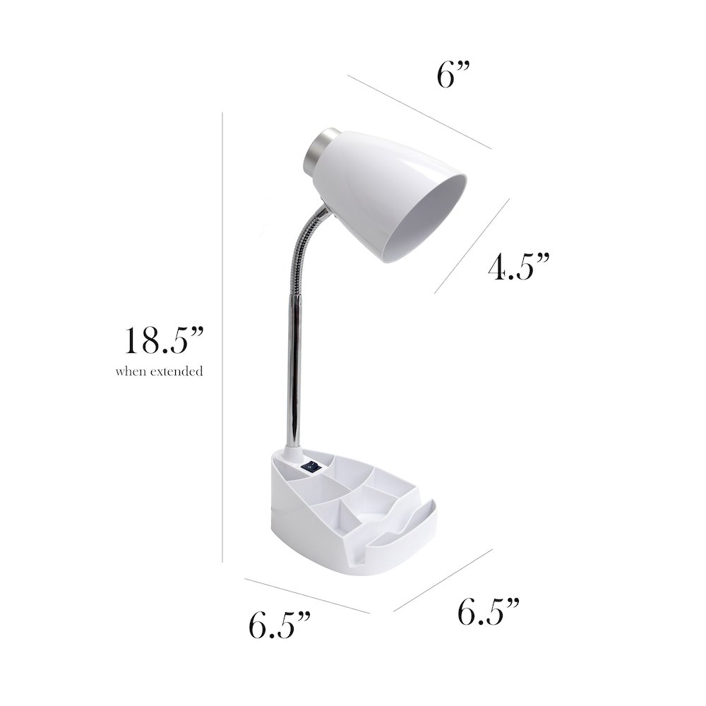 18.5" Desk Lamp with iPhone/iPad/Tablet Stand, Bendable Gooseneck, White. Picture 4