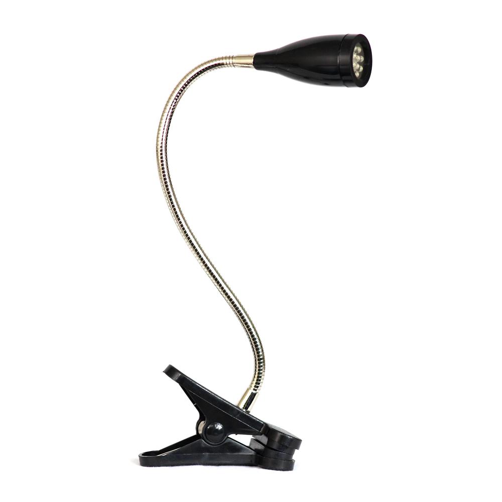 LimeLights Flexible Gooseneck LED Clip Light Desk Lamp Black. The main picture.