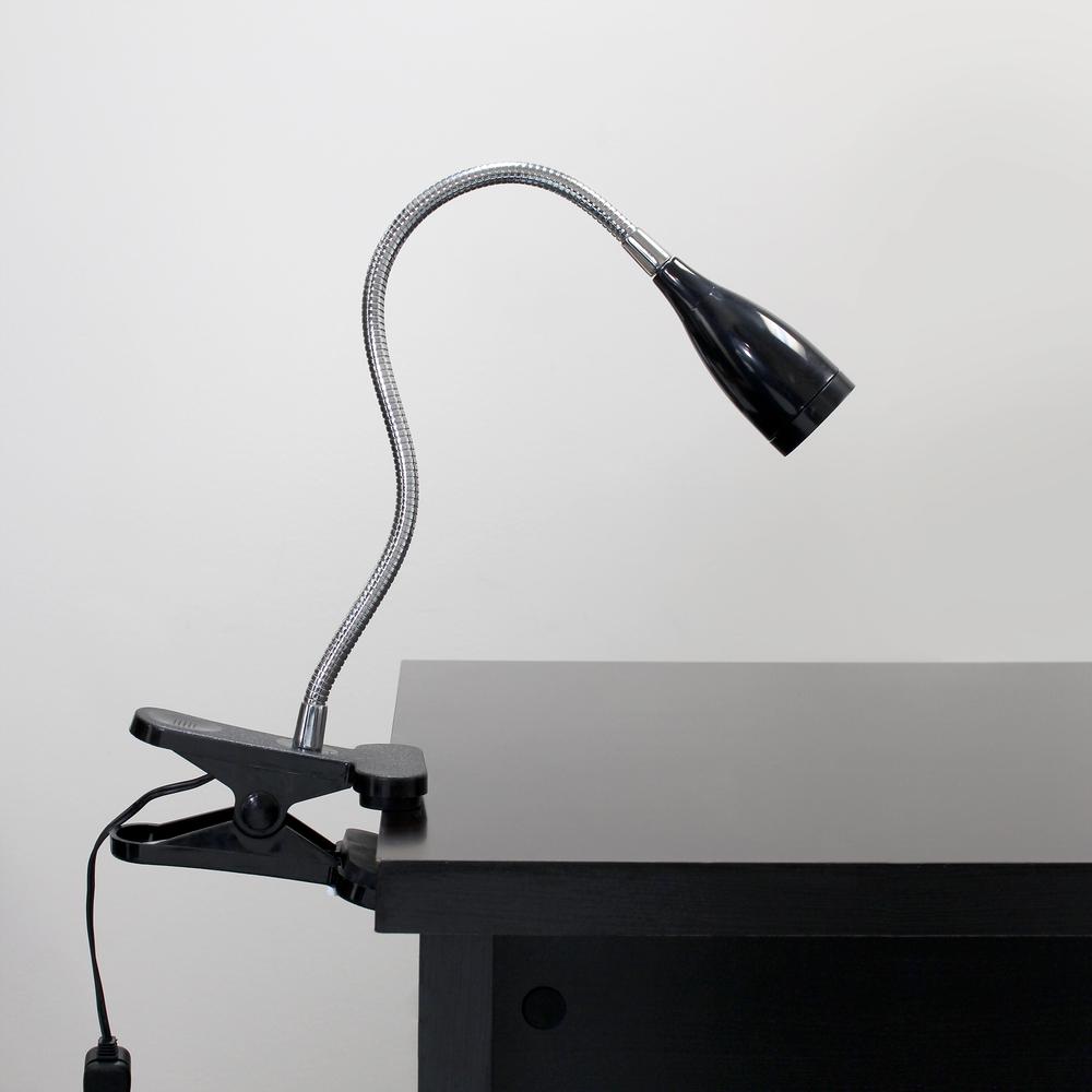 LimeLights Flexible Gooseneck LED Clip Light Desk Lamp Black. Picture 3