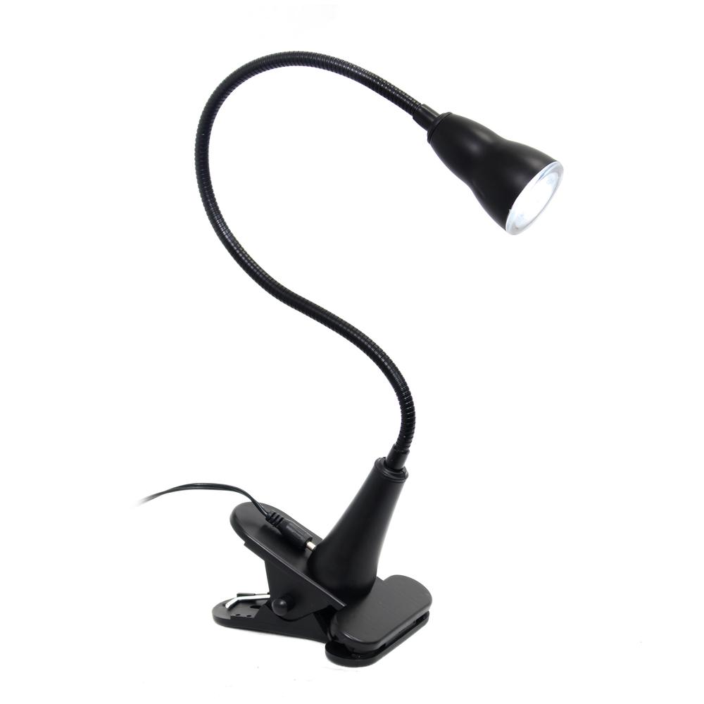 1W LED Gooseneck Clip Light Desk Lamp, Black. Picture 1