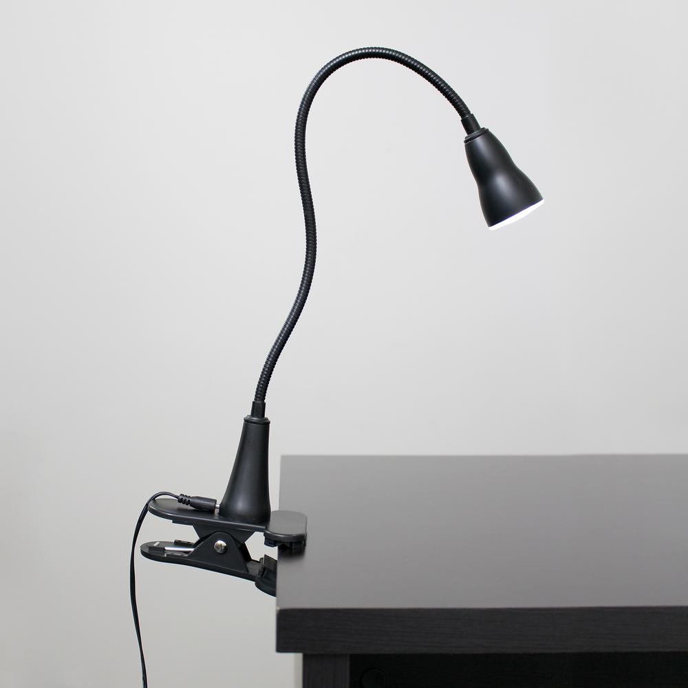 1W LED Gooseneck Clip Light Desk Lamp, Black. Picture 3