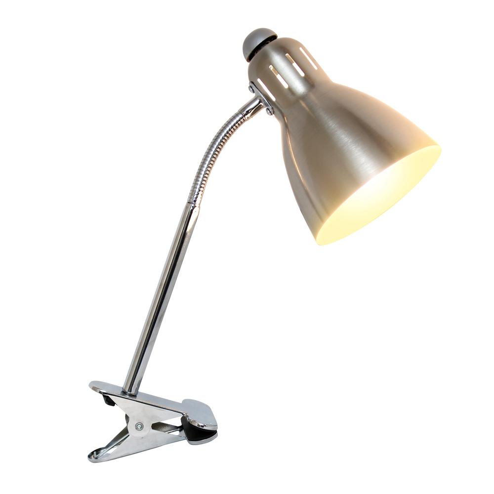Adjustable Clip Light Desk Lamp, Brushed Nickel. Picture 1