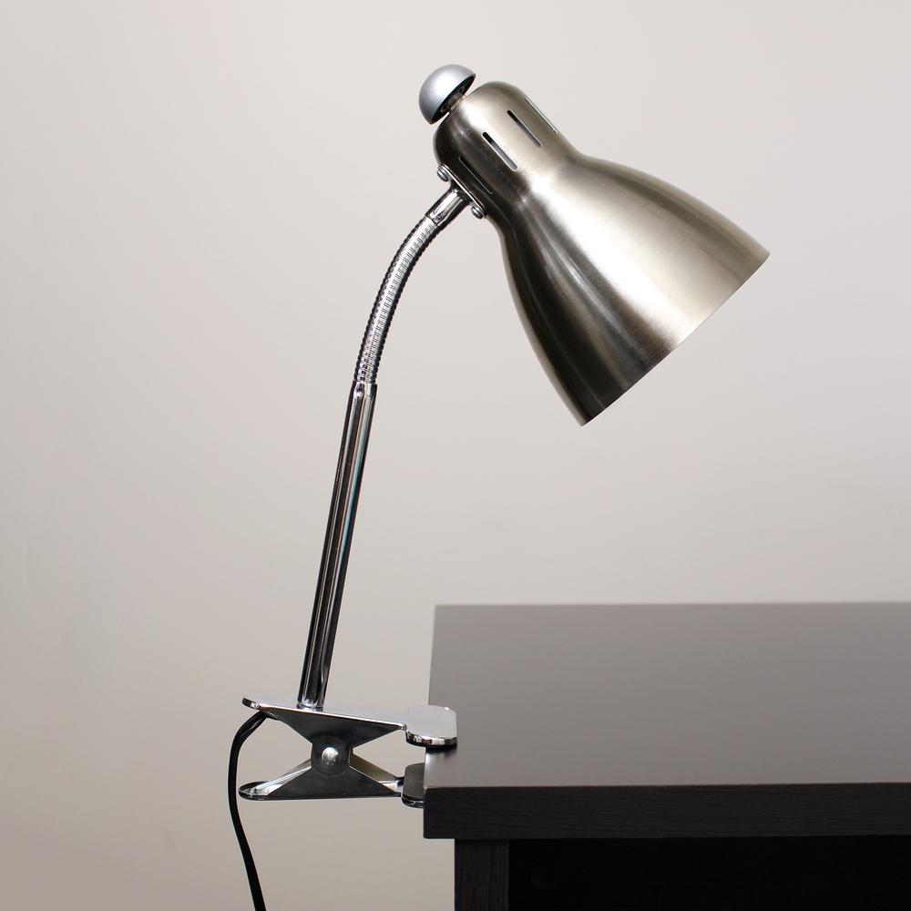 Adjustable Clip Light Desk Lamp, Brushed Nickel. Picture 2