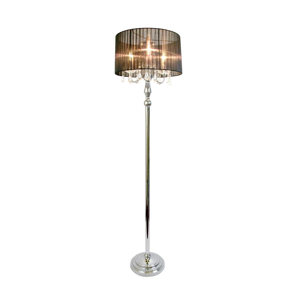 Trendy Romantic Sheer Shade Floor Lamp with Hanging Crystals. Picture 1