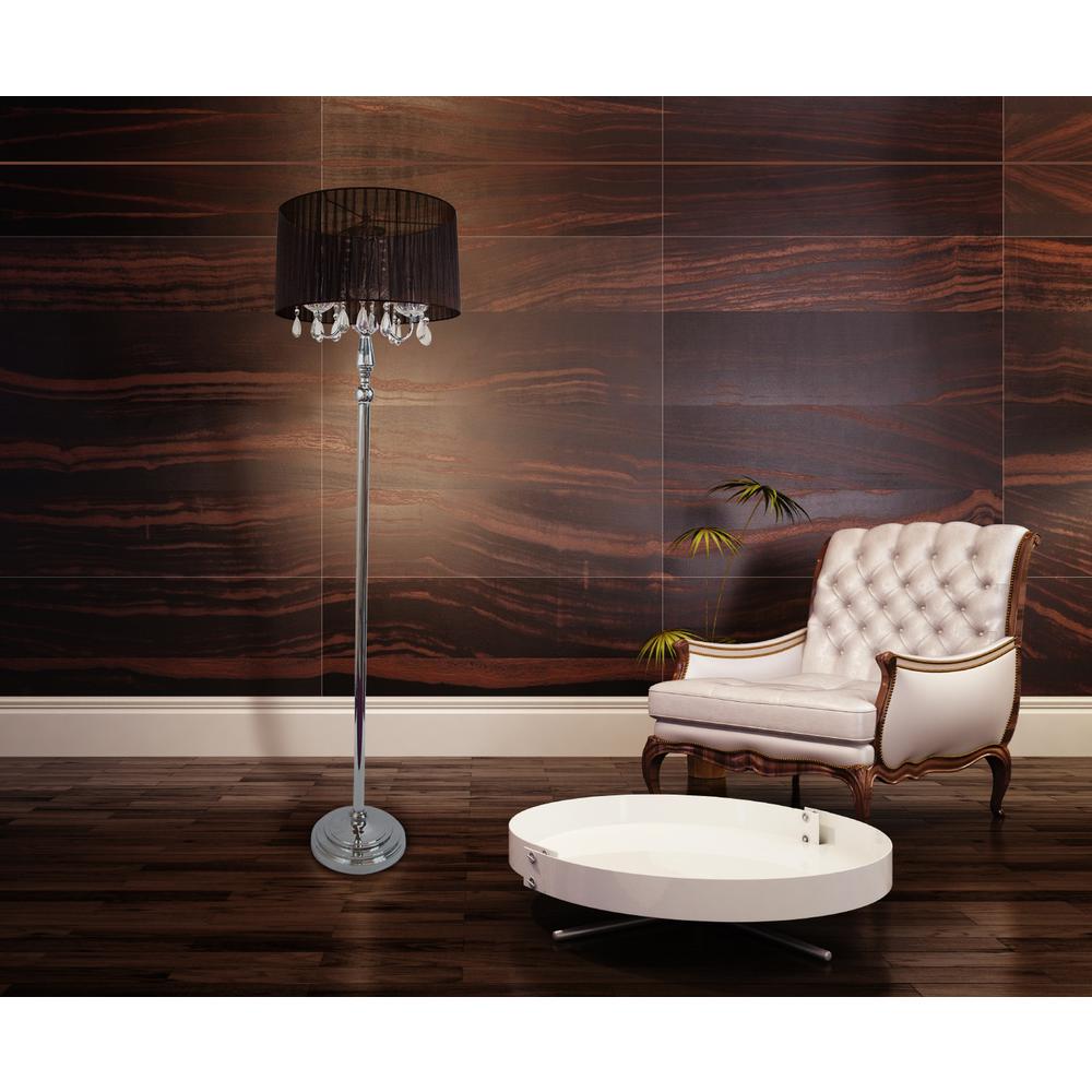 Trendy Romantic Sheer Shade Floor Lamp with Hanging Crystals. Picture 2