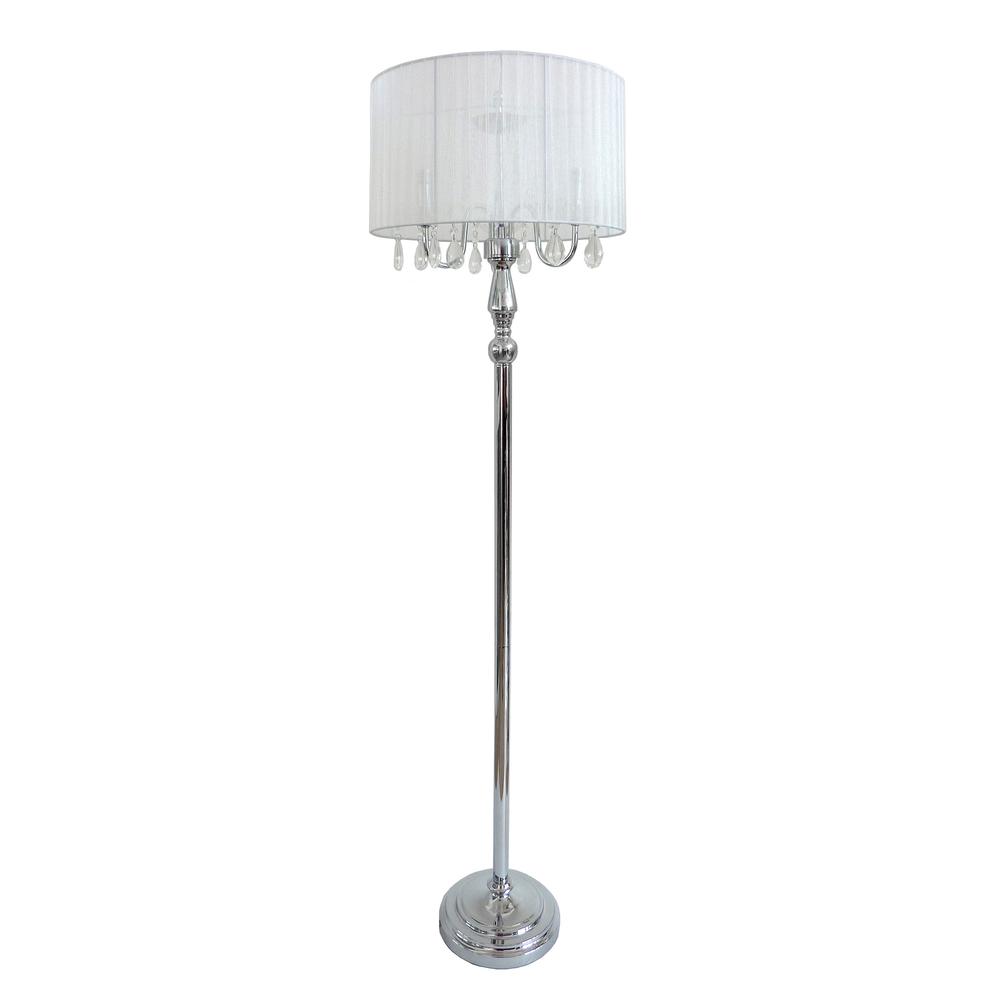 Trendy Romantic Sheer Shade Floor Lamp with Hanging Crystals. Picture 3