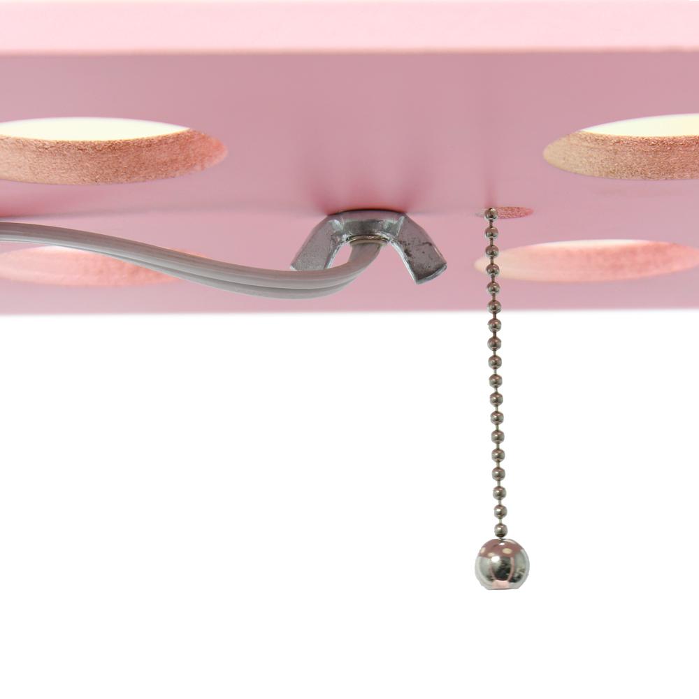 Simple Designs Floor Lamp Etagere Organizer Storage Shelf with Linen Shade, Light Pink