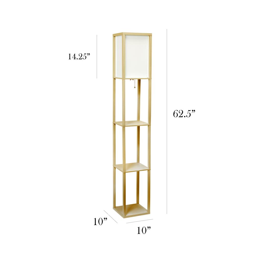 Simple Designs Floor Lamp Etagere Organizer Storage Shelf with Linen Shade. Picture 4