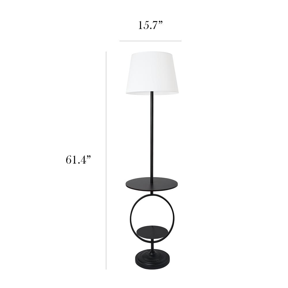 Bedside End Table Dual Shelf Decorative Floor Lamp, Black. Picture 4