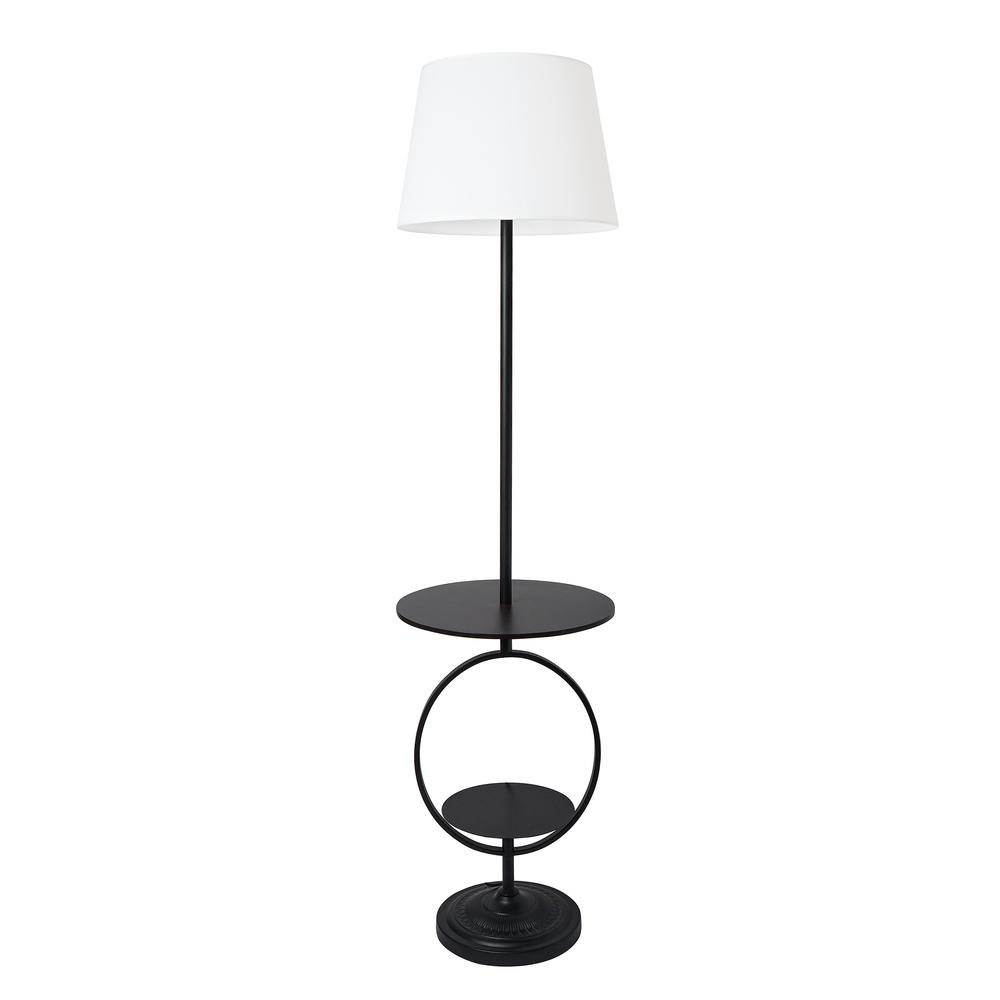 Bedside End Table Dual Shelf Decorative Floor Lamp, Black. Picture 8