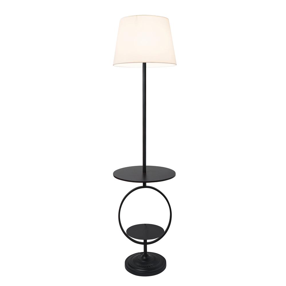 Bedside End Table Dual Shelf Decorative Floor Lamp, Black. Picture 9