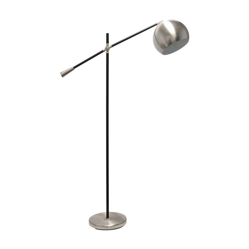 Elegant Designs Matte Black Pivot Arm Floor Lamp, Brushed Nickel. Picture 8