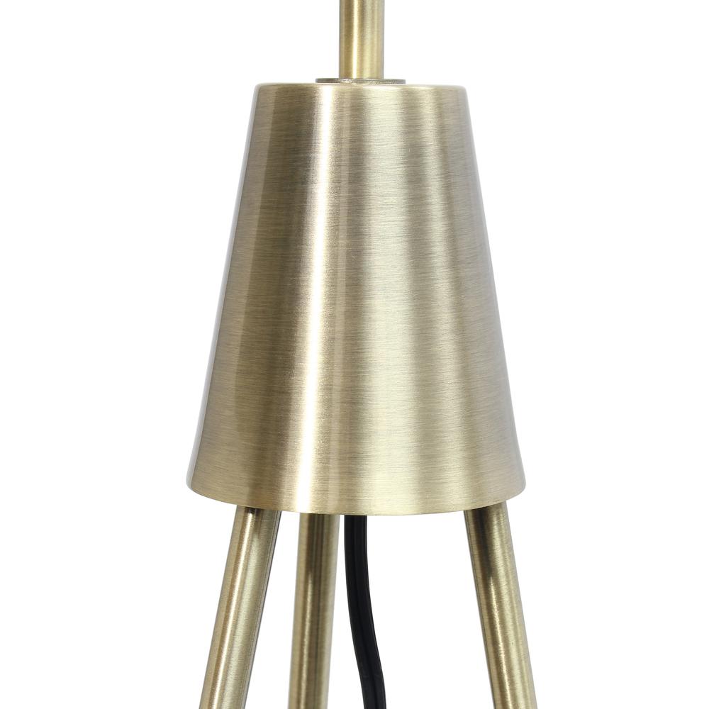 Elegant Designs Three Legged Antique Brass  Floor Lamp with Shifting Shade. Picture 3