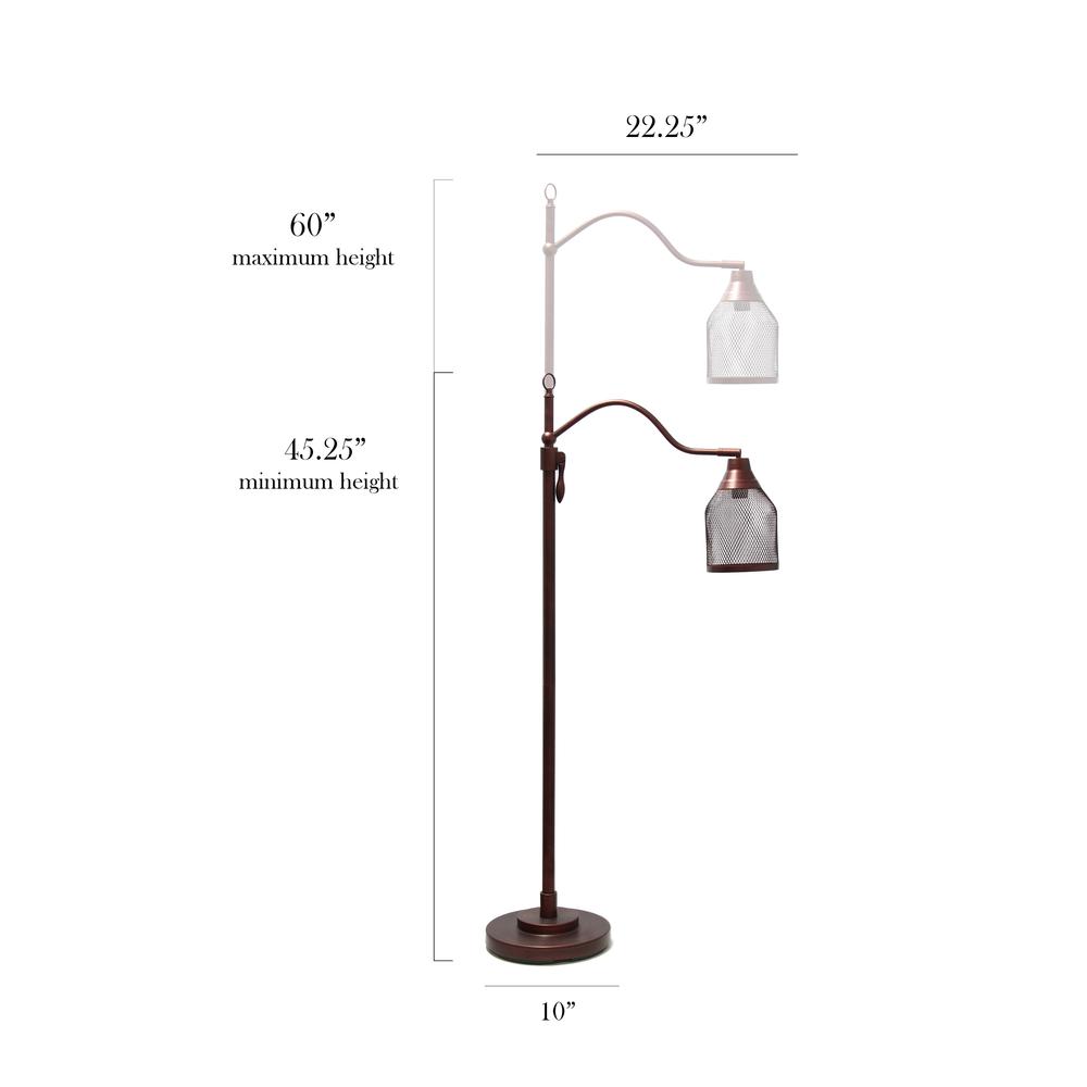 Adjustable Floor Lamp with Metal Netted Shade. Picture 6