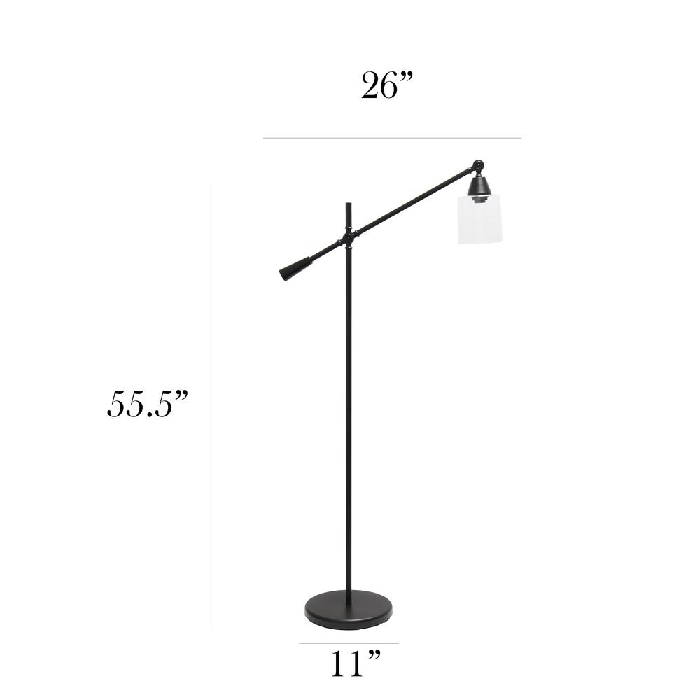 Elegant Designs Pivot Arm Floor Lamp with Glass Shade. Picture 5